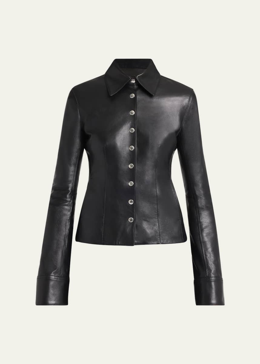 McQueen Leather Button-Down Top