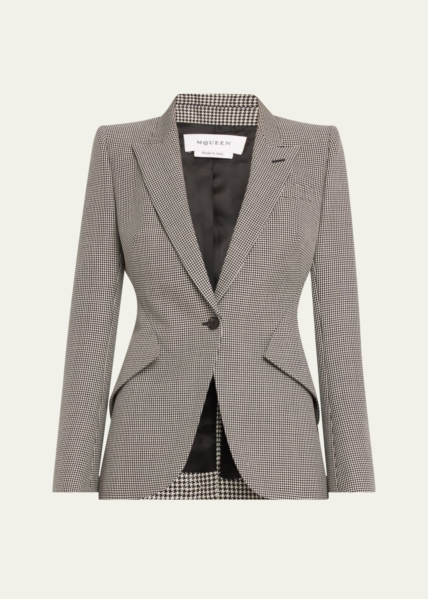 McQueen SIngle-Breasted Houndstooth Blazer