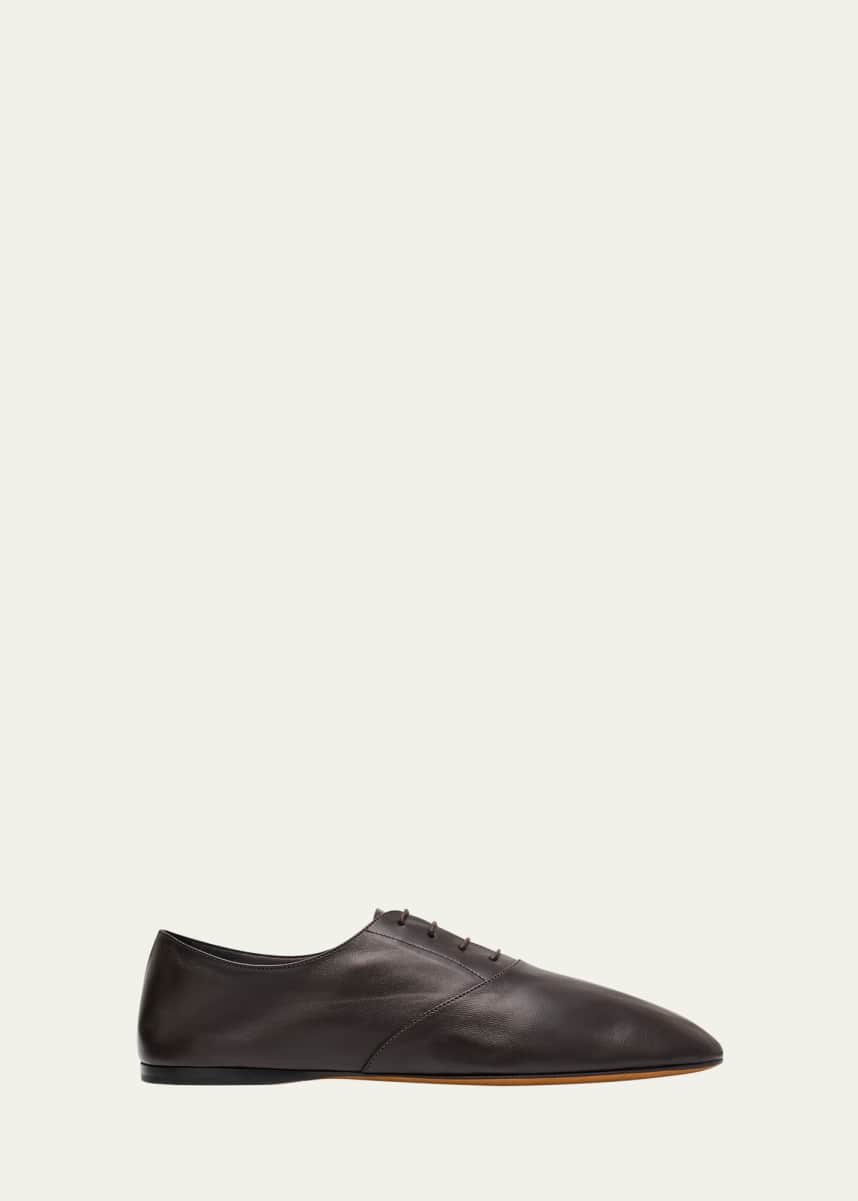 THE ROW Awar Leather Lace-Up Loafers