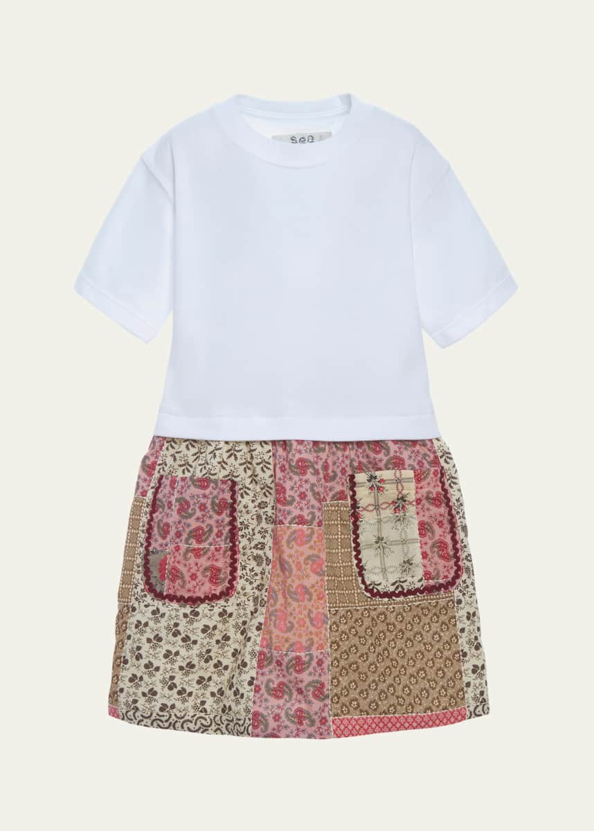Sea Girl's Panna Patchwork Combo T-Shirt Dress, Size 2-14