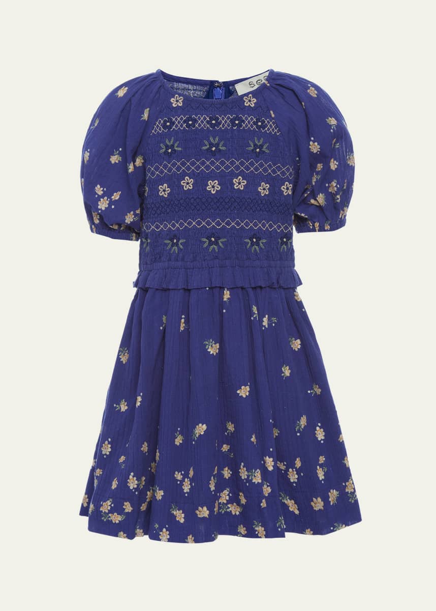 Sea Girl's Elizabeth Floral-Embroidered Dress, Size 2-14