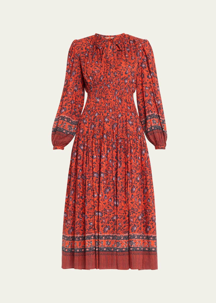 Ulla Johnson Mona Floral Long-Sleeve Midi Dress
