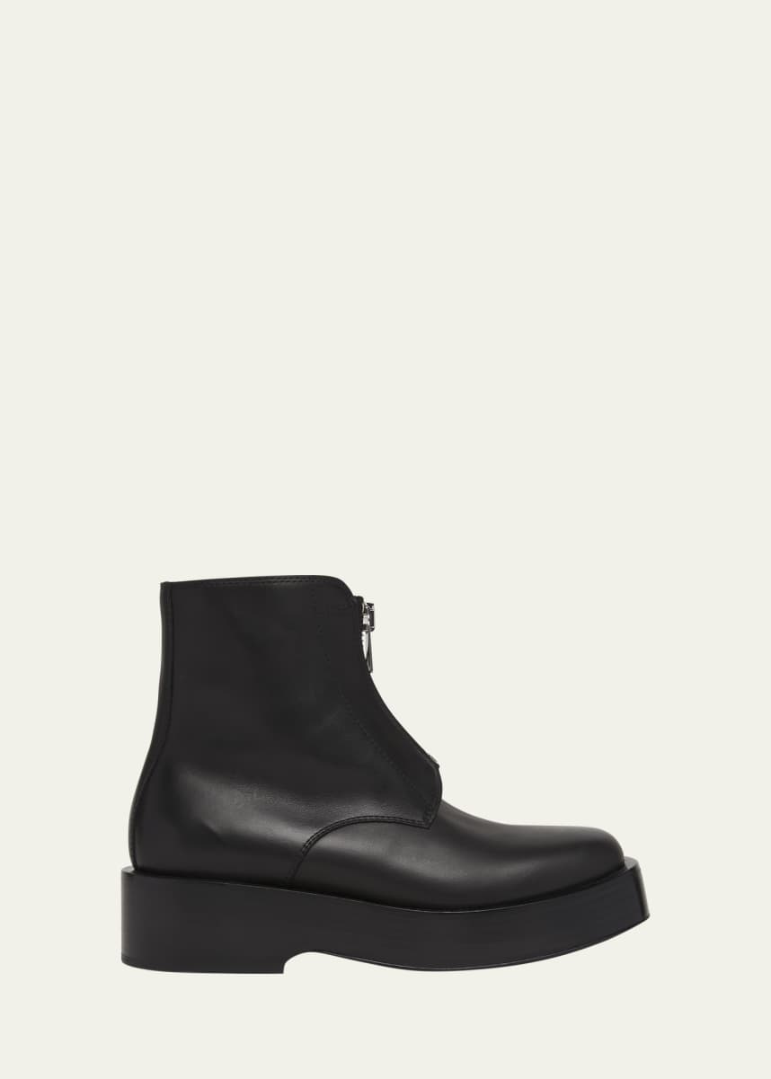Bottega Veneta Torino Leather Front-Zip Ankle Boots