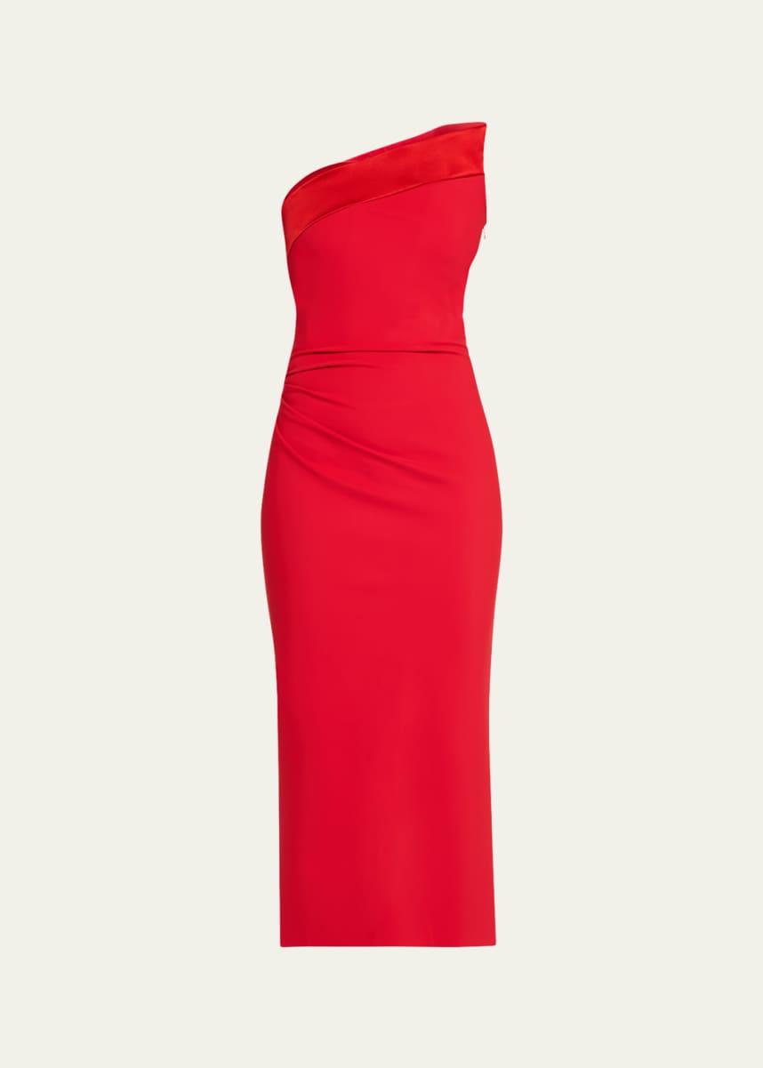 Chiara Boni La Petite Robe Strapless Satin-Trim Bodycon Midi Dress