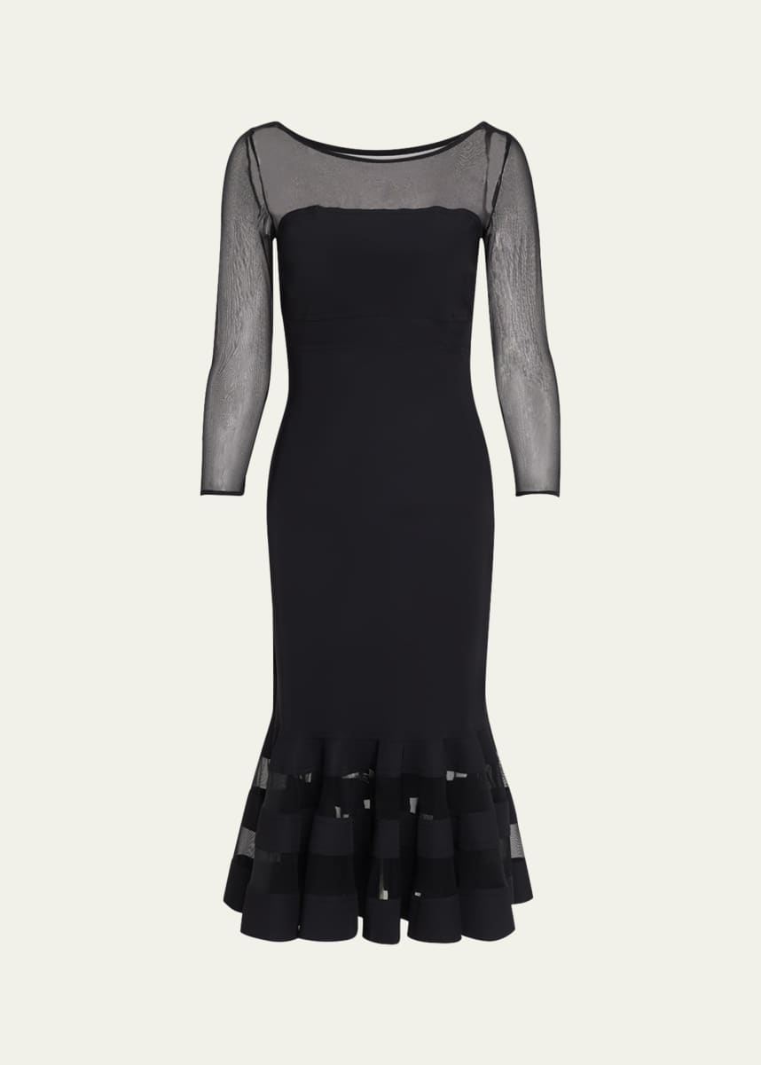 Chiara Boni La Petite Robe Boat-Neck Illusion Midi Dress