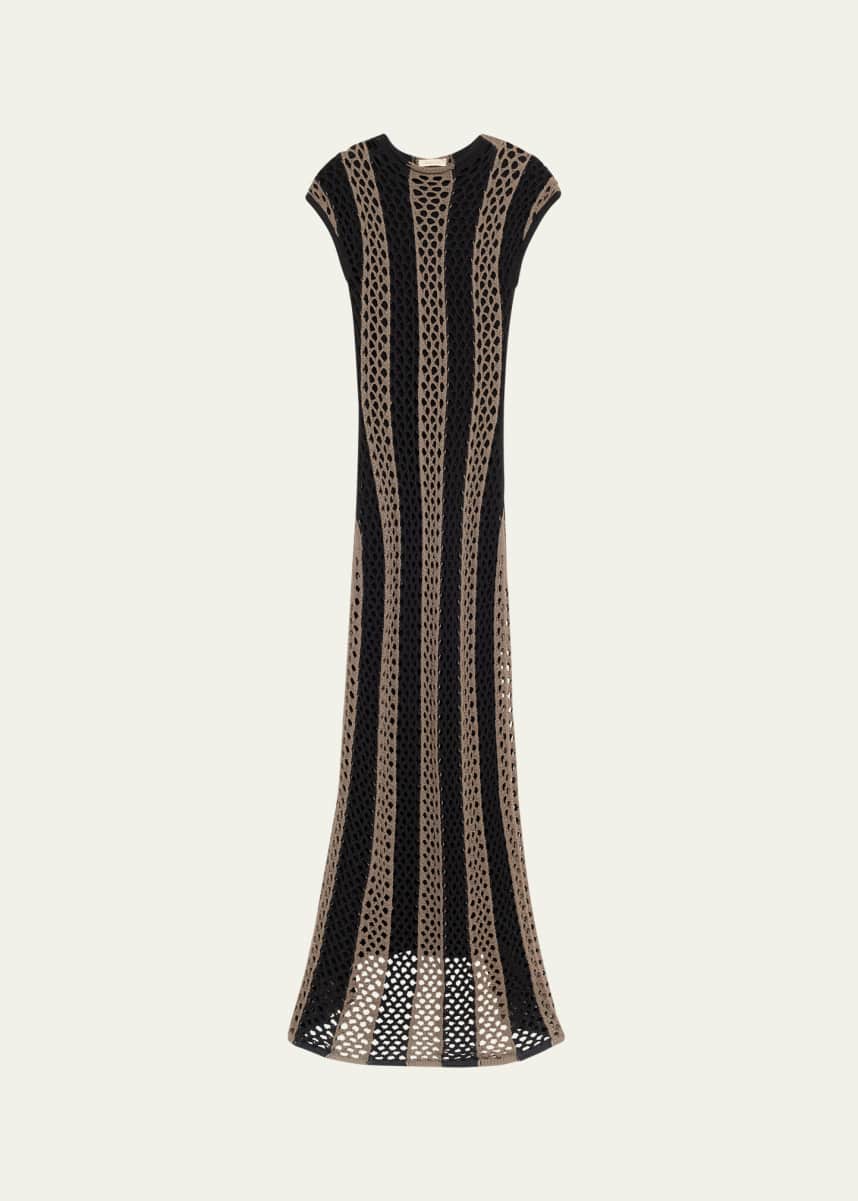 Diotima Neale Open-Knit Stripe Maxi Dress
