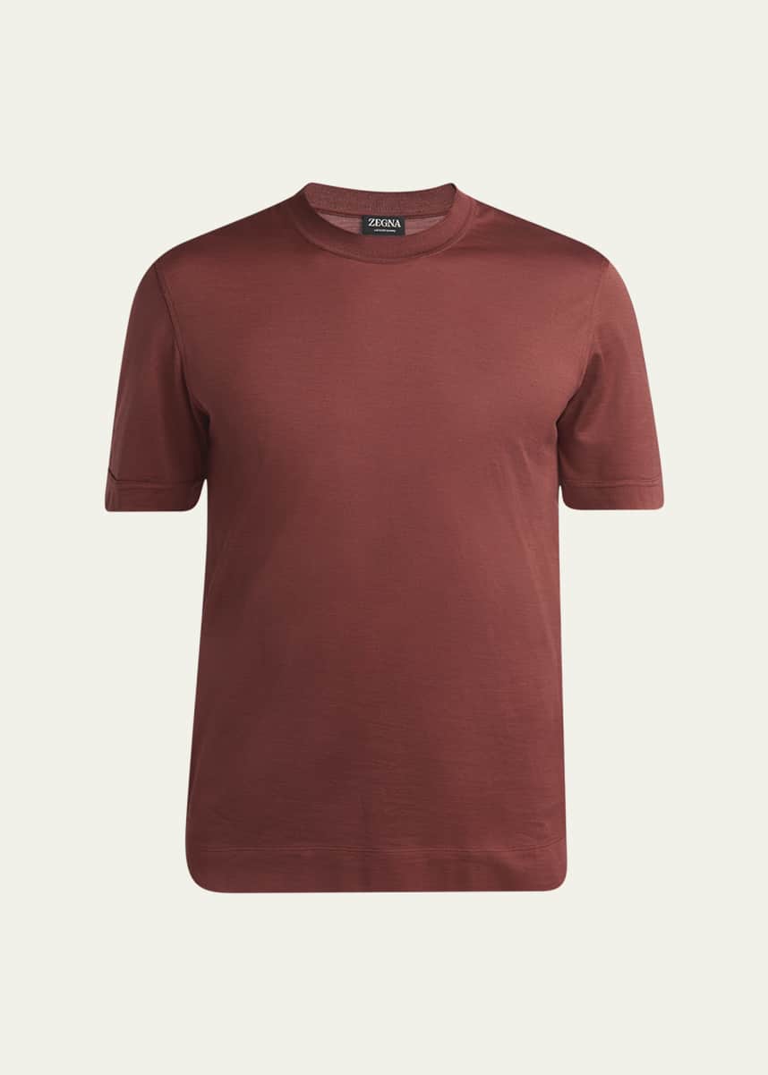 ZEGNA Men's Solid Silk-Cotton T-Shirt
