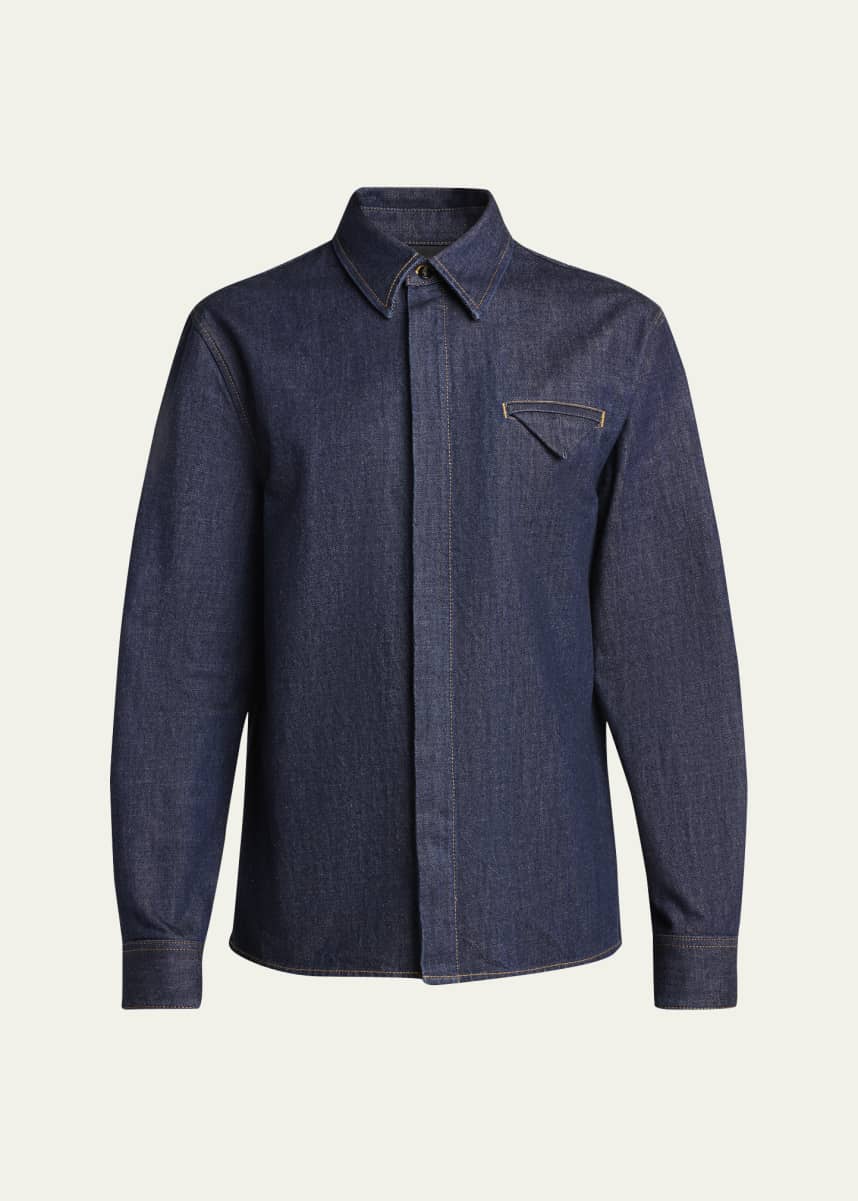 Bottega Veneta Men's Soft Denim Button-Down Shirt