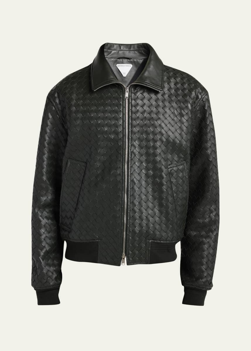 Bottega Veneta Men's Intrecciato Leather Blouson Jacket