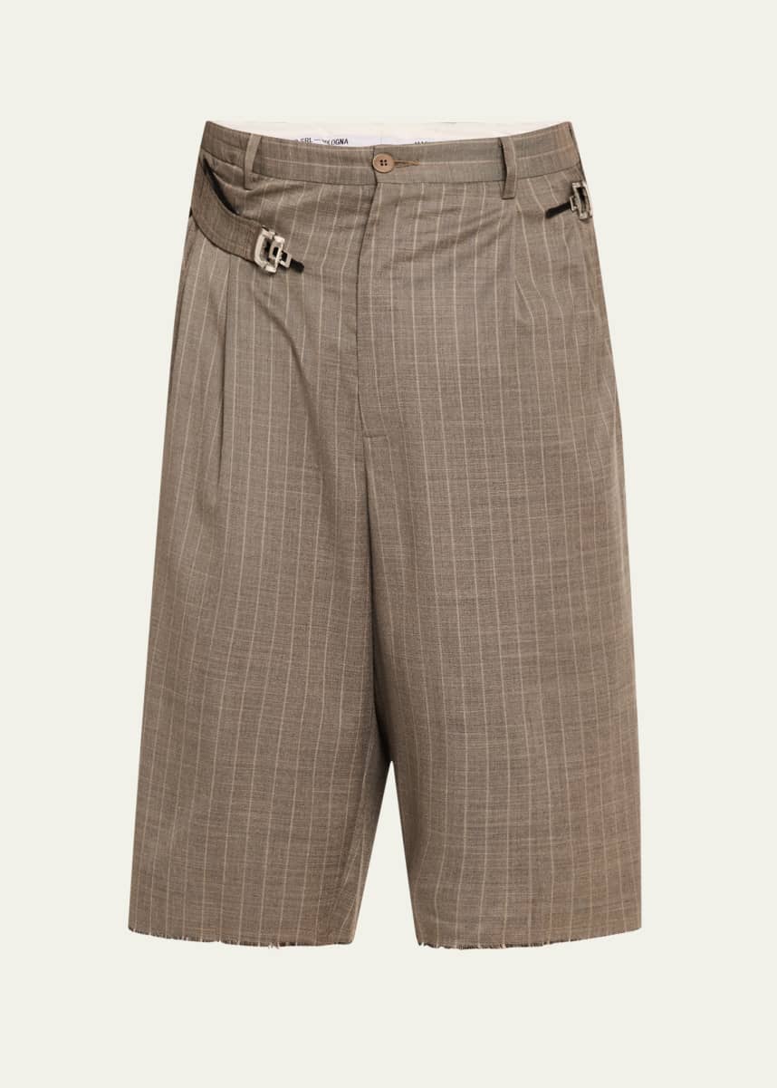 Magliano Men's Pinstripe Multi-Buckle Regolatore Shorts