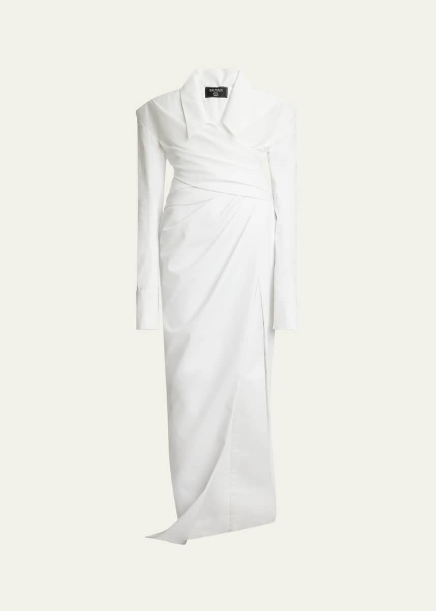 Balmain Strapless Illusion Shirt Gown