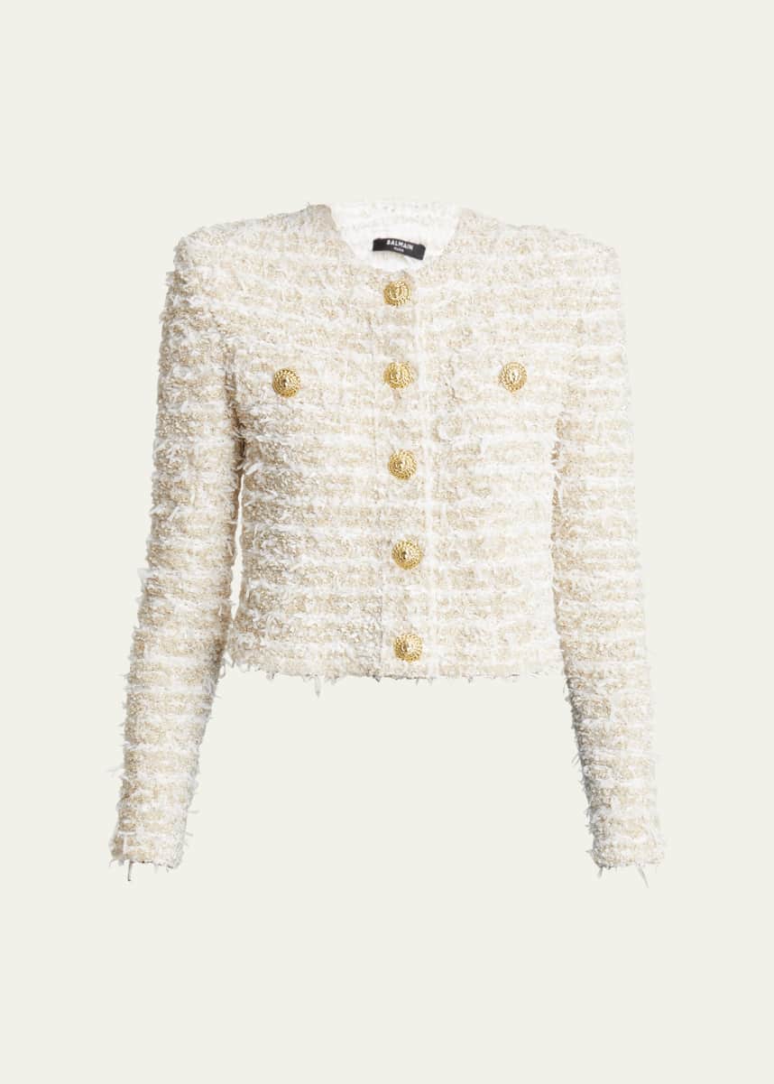 Balmain Tweed Knit Cropped Jacket