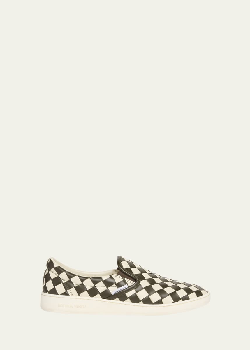 Bottega Veneta Men's Sawyer Intrecciato Check Calfskin Slip-On Sneakers
