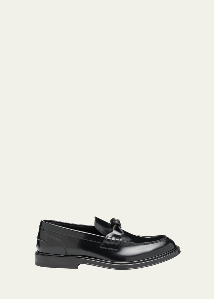 Bottega Veneta Men's Tie Brushed Calfskin Bit Loafers