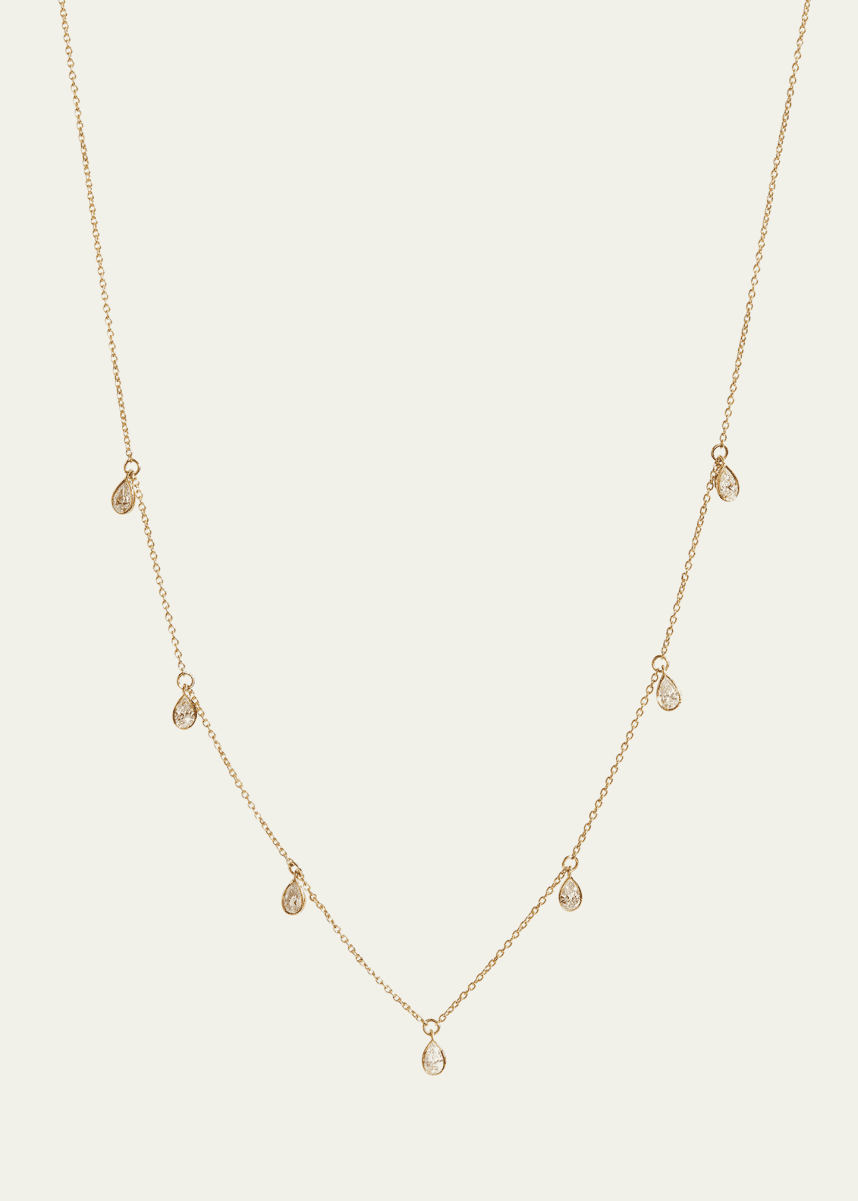 Kendall Row 14K Yellow Gold Bezel Pear Diamond Station Necklace, 16-18"L