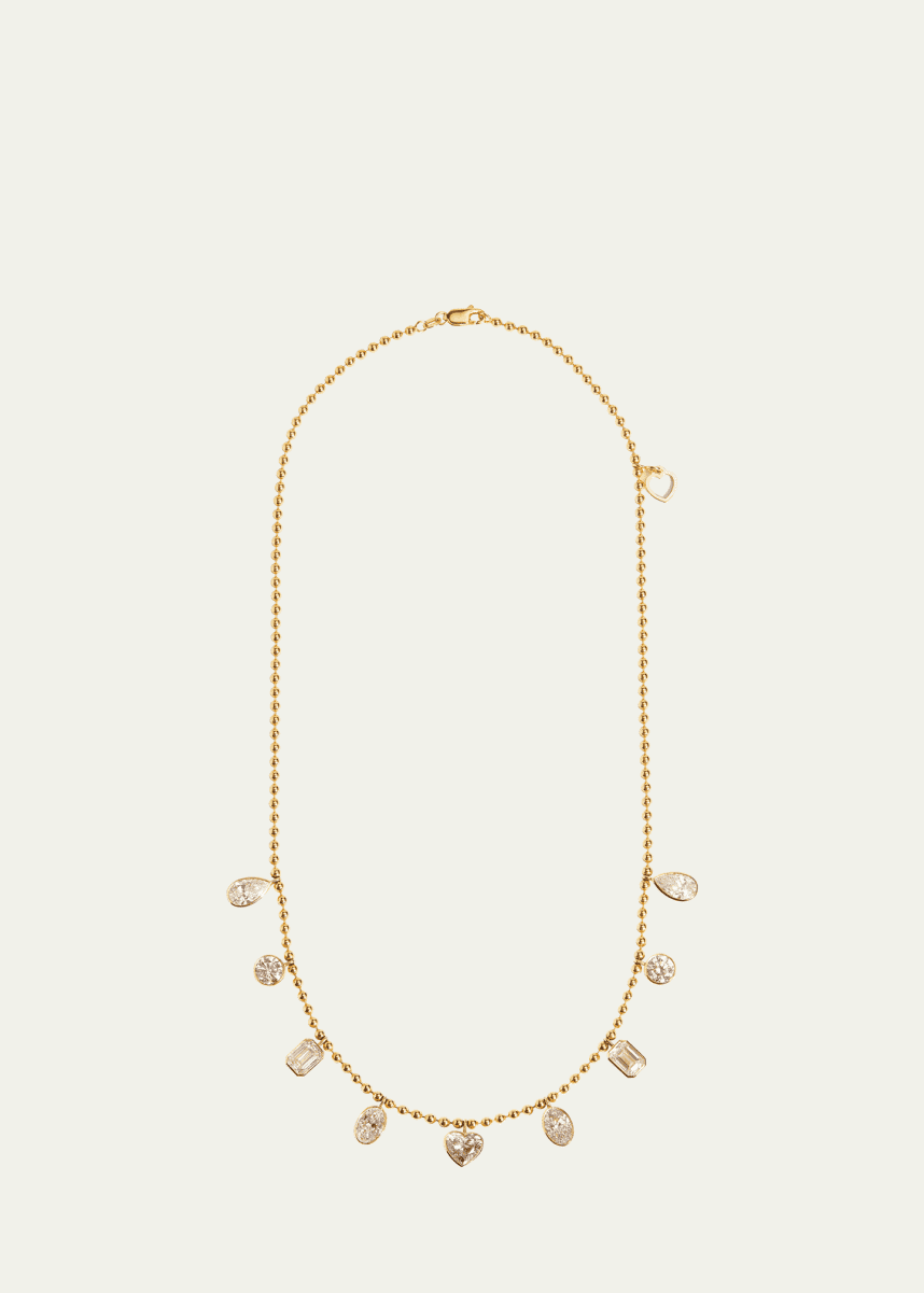 Kendall Row 14K Yellow Gold Fancy Shape Diamond Station Necklace, 16-18"L