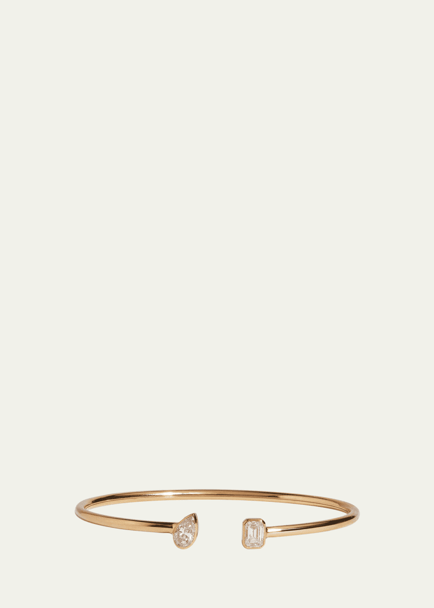 Kendall Row Flexible 14K Yellow Gold Two-Stone Lab Diamond Cuff Bracelet