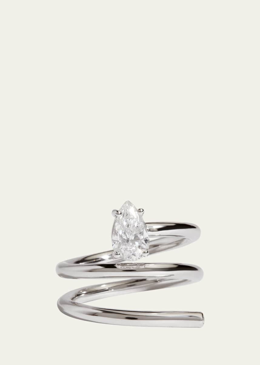 Kendall Row 14K White Gold Pear Lab Grown Diamond Double Wrap Solitaire Ring, Size 6.5