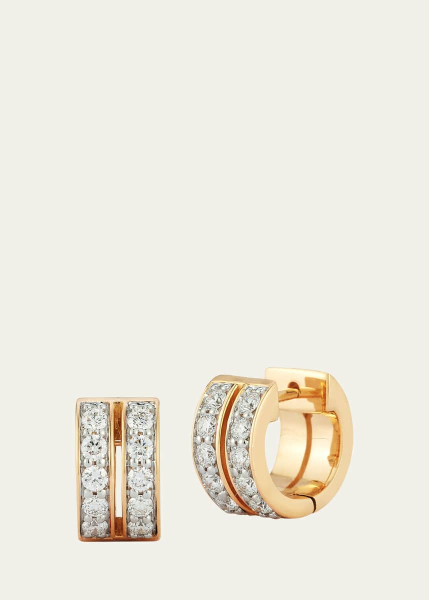 Walters Faith 18K Yellow Gold and Diamond Double Row Huggie Earrings