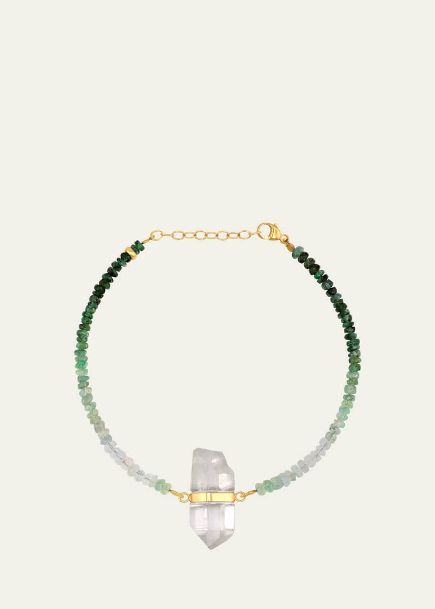 JIA JIA Emerald and Crystal Charm Bracelet