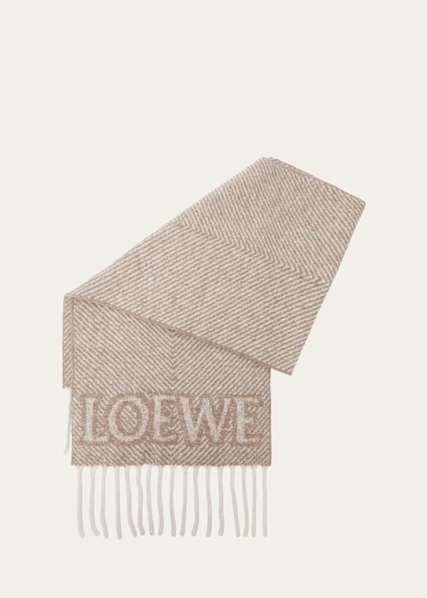 Loewe Logo Fringe Wool-Blend Scarf