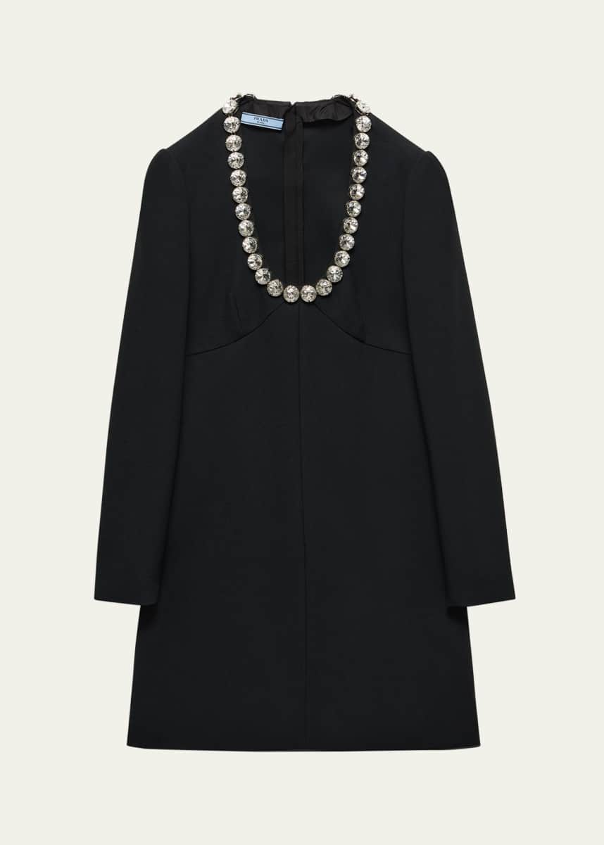 Prada Crystal Scoop-Neck Mini Dress