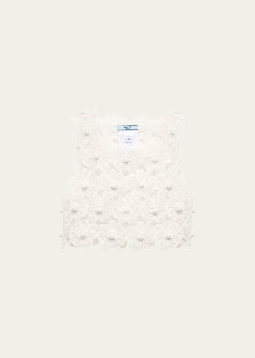 Prada Floral Embroidered Crop Top
