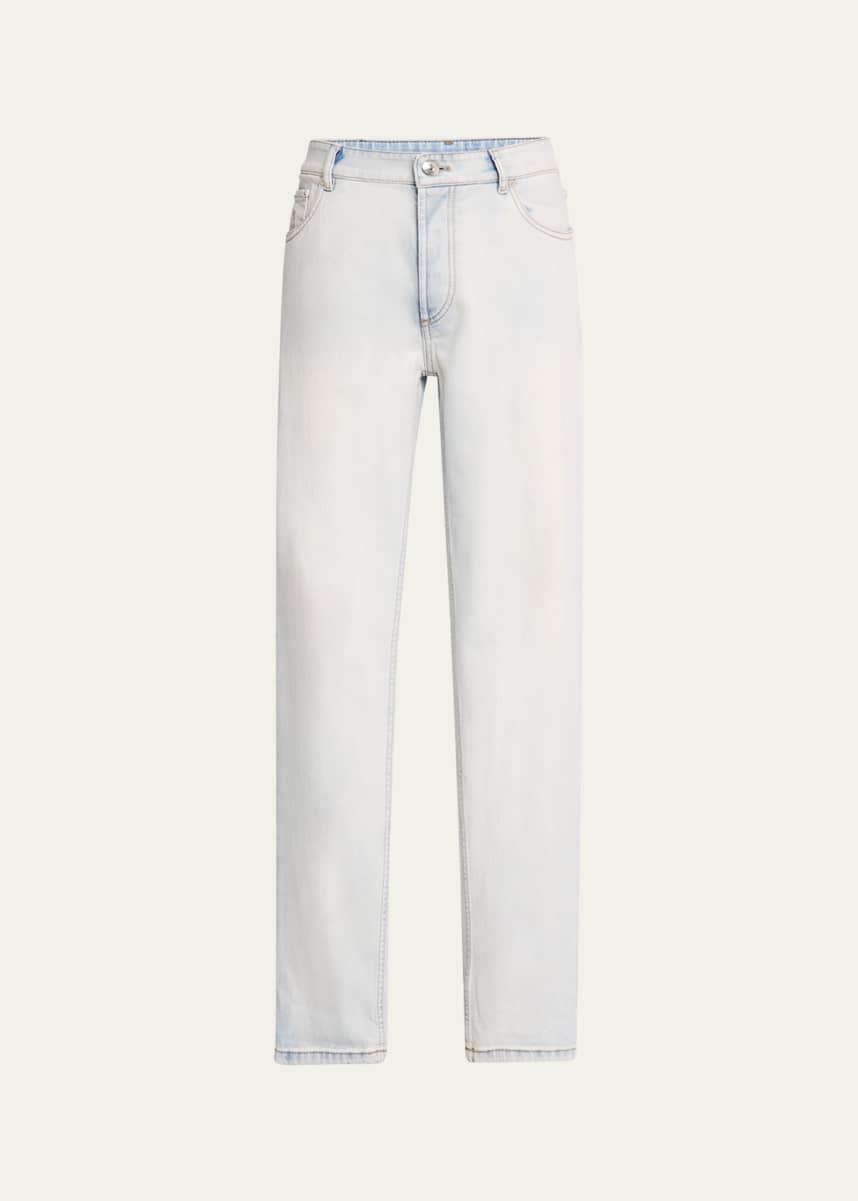 Brunello Cucinelli Men's Straight-Fit Light Wash Jeans
