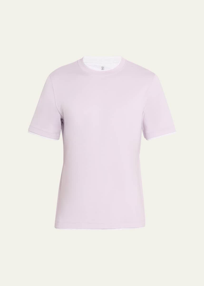 Brunello Cucinelli Men's Crewneck T-Shirt with Tipping
