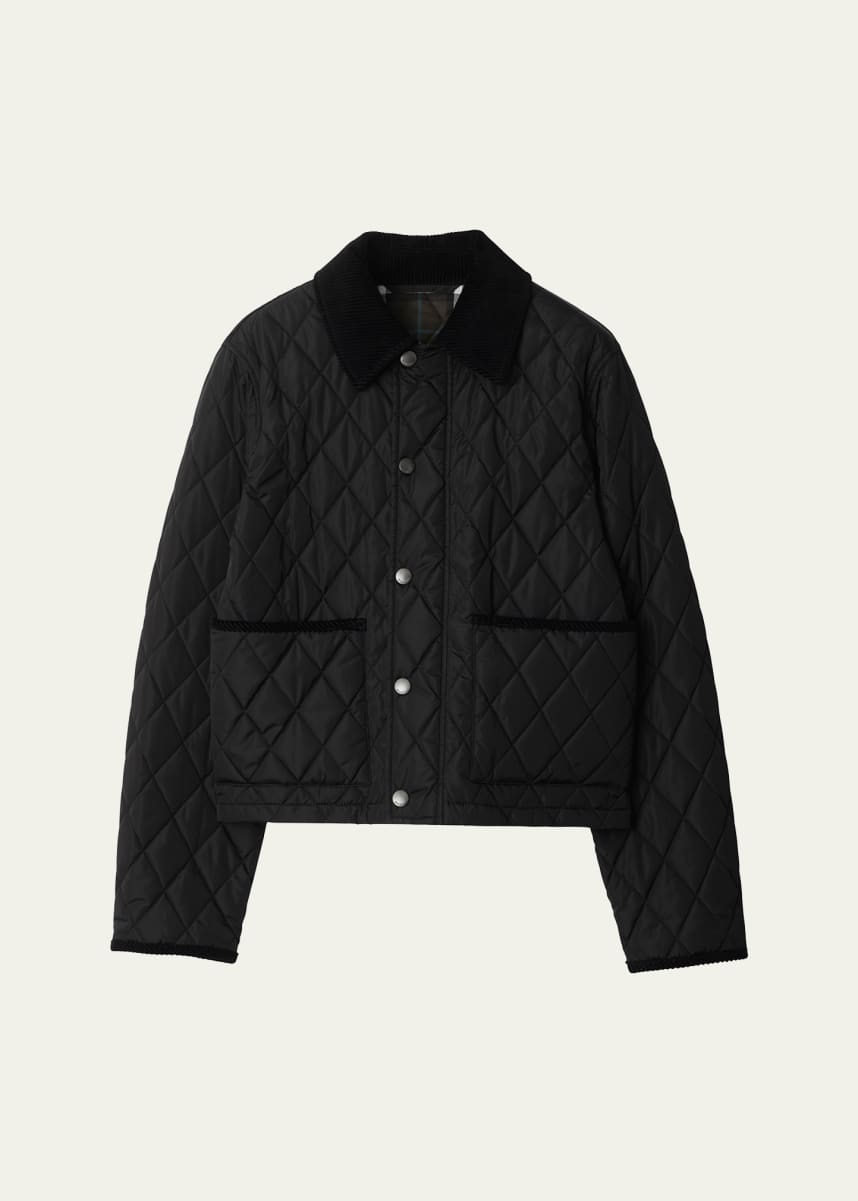 Burberry Quilted Velvet Trim Jacket