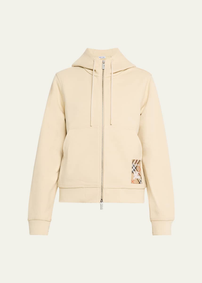 Burberry Logo Patch Zip-Up Hoodie