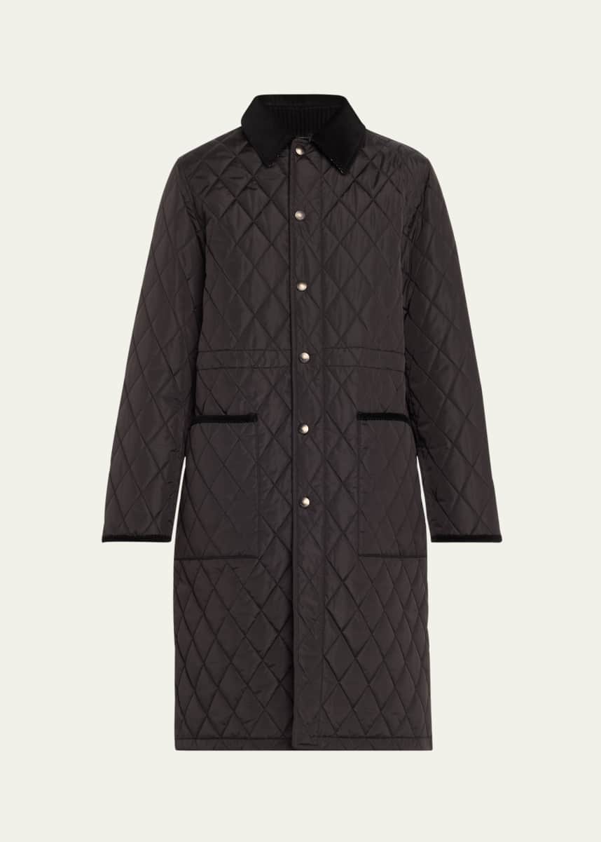 Burberry Corduroy-Collar Quilted Long Jacket