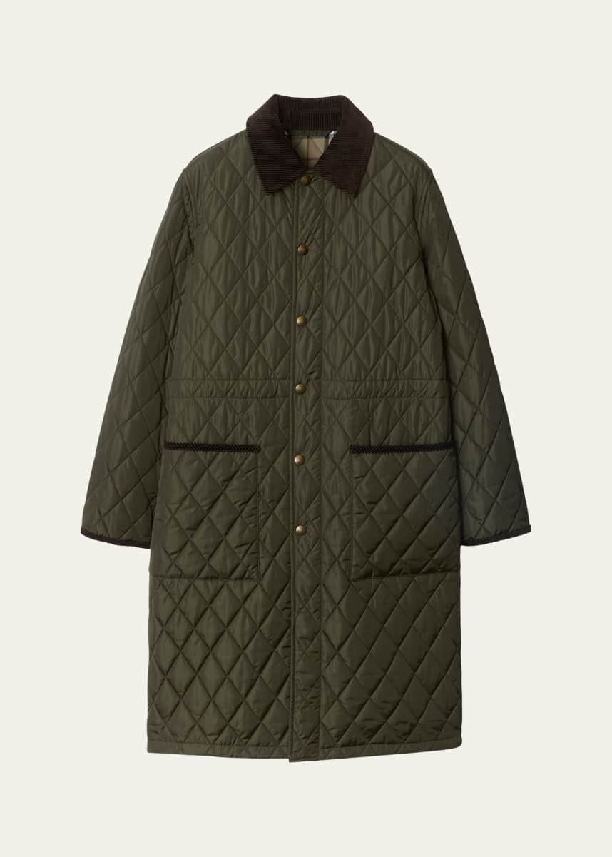 Burberry Quilted Velvet-Trim Coat