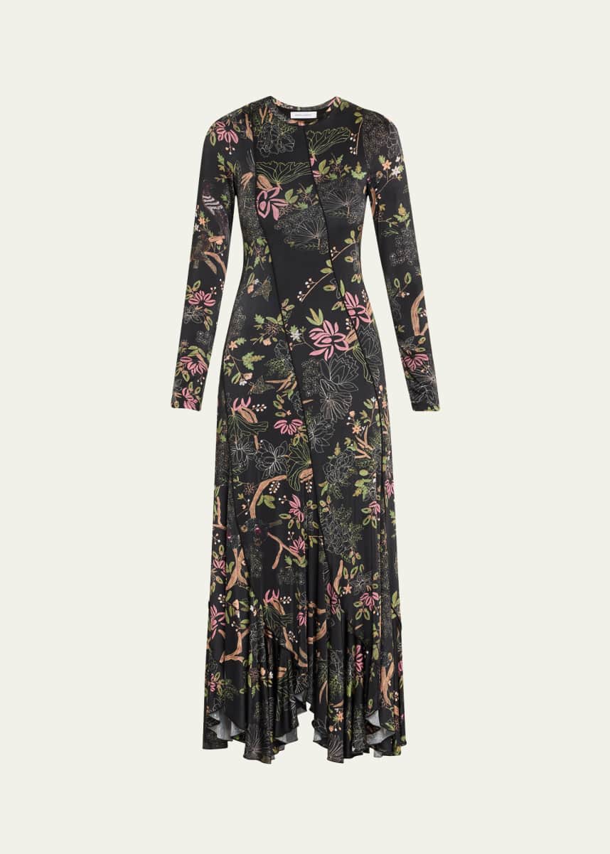 Prabal Gurung Garden Print Diagonal Seamed Dress