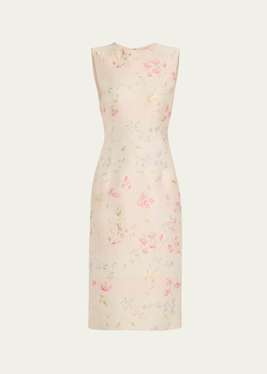 Prabal Gurung Floral Brocade Sheath Midi Dress