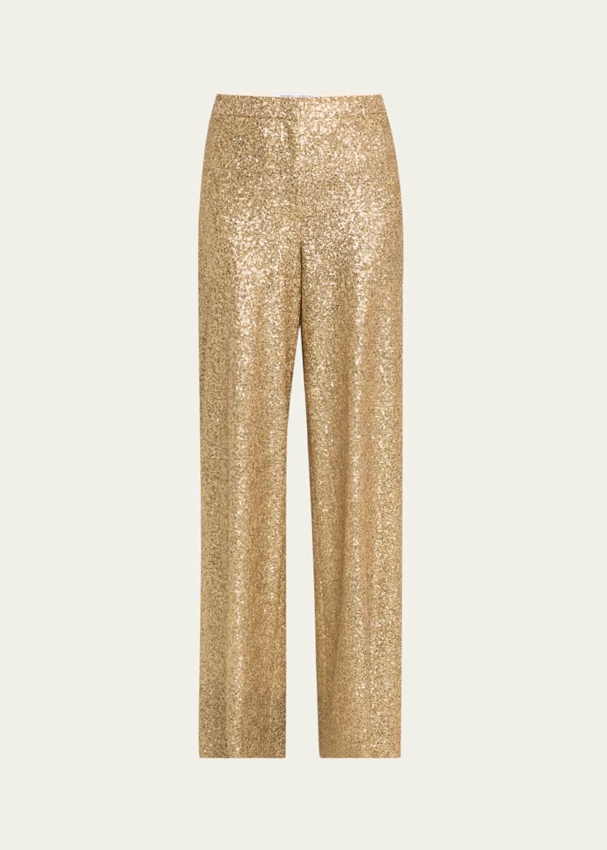 Prabal Gurung Sequined Wide Leg Trousers