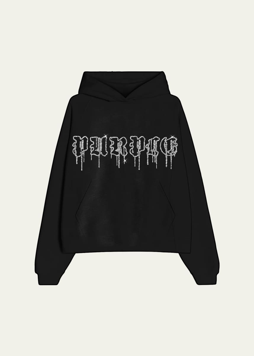 PURPLE Men's Heavyweight Fleece Rhinestone Hoodie