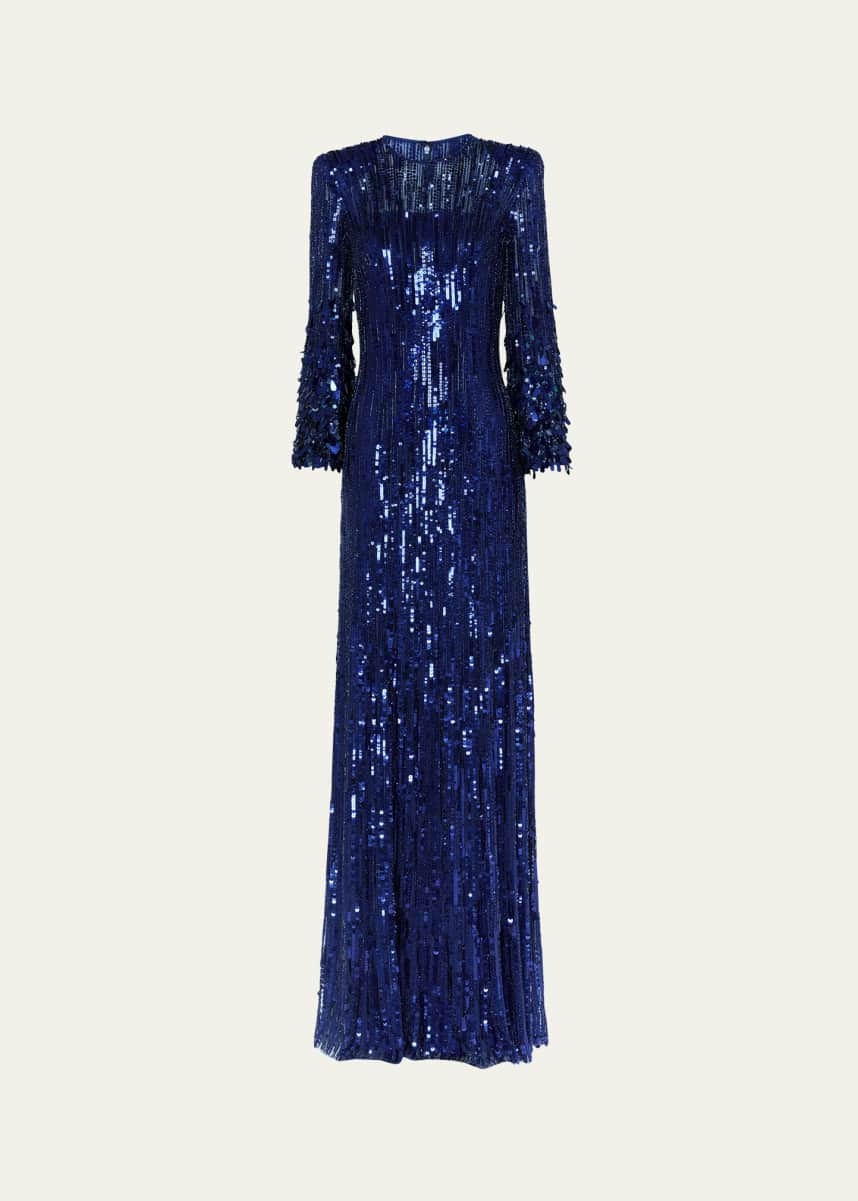 Jenny Packham Nymph Sequined Tulle Gown