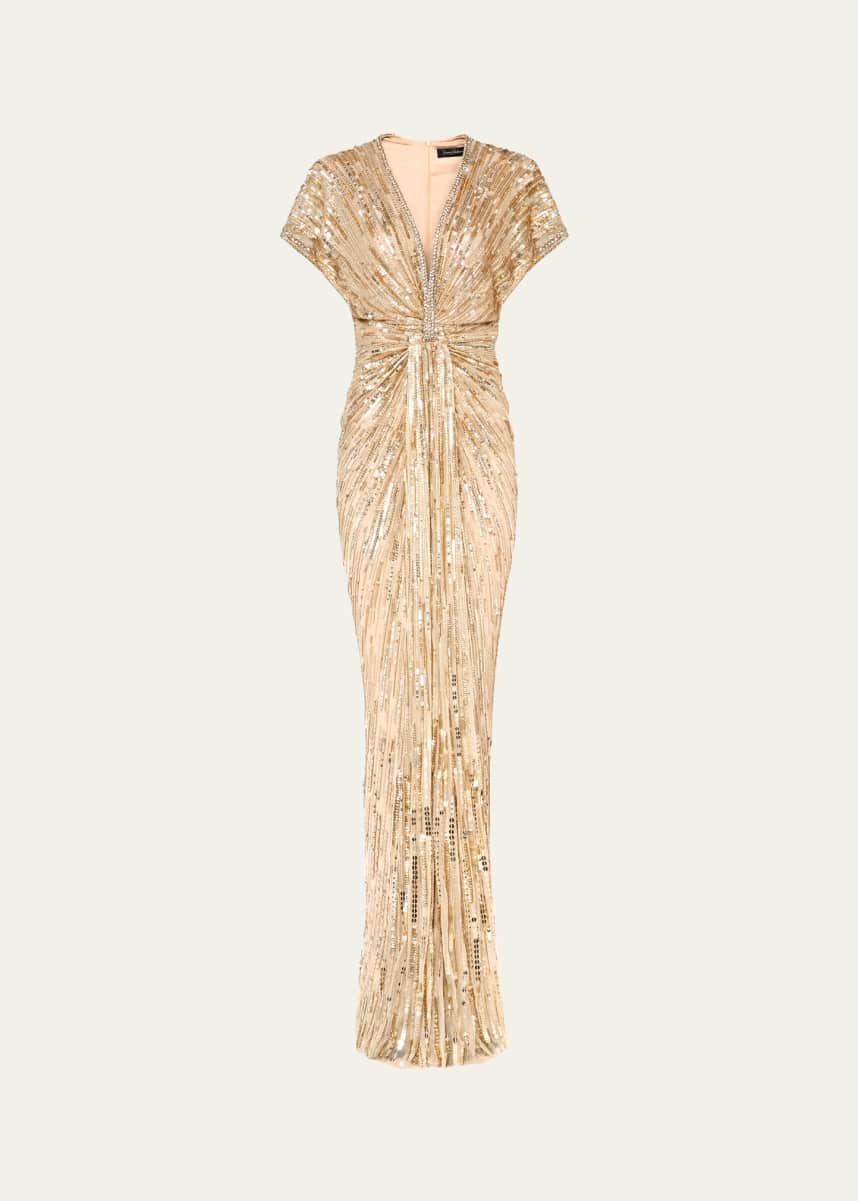 Jenny Packham Zola Sequined Crystal-Trim Tulle Gown