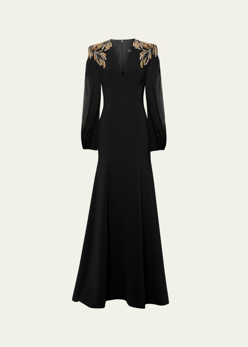 Jenny Packham Mercury Crystal Beaded Trumpet Gown