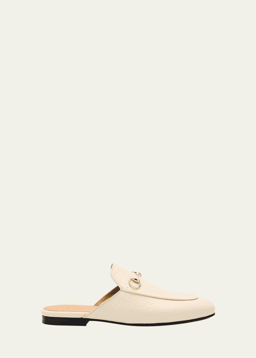 Gucci Princetown Monogram Horsebit Leather Mules