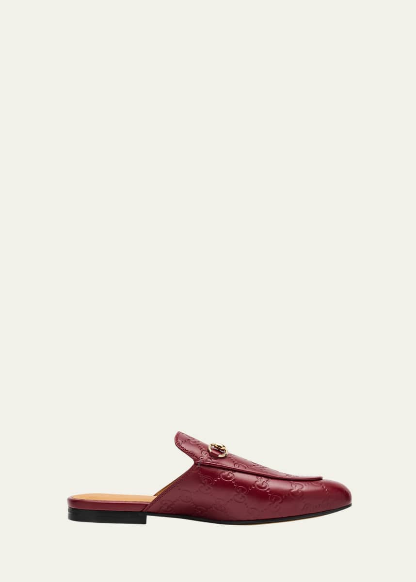 Gucci Princetown Monogram Horsebit Leather Mules