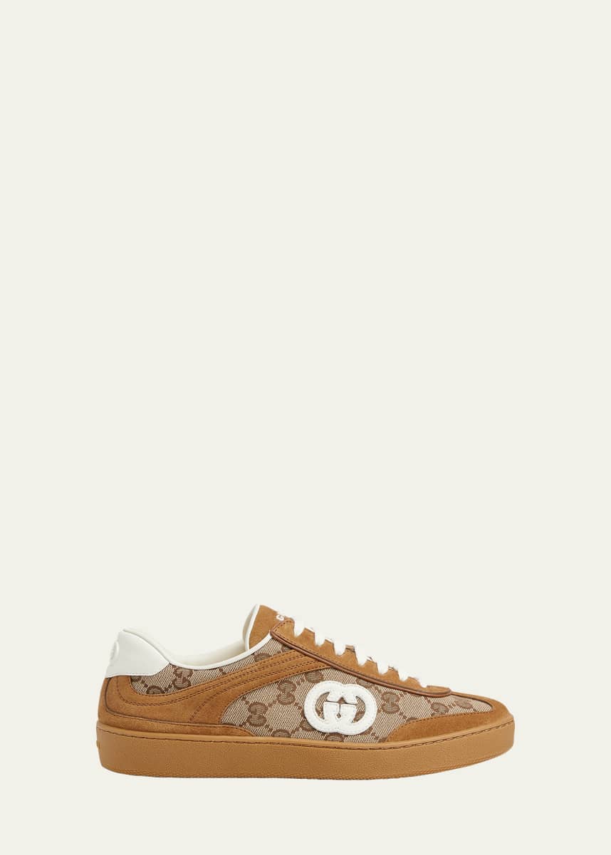 Gucci G75 Suede and Leather GG Sneakers