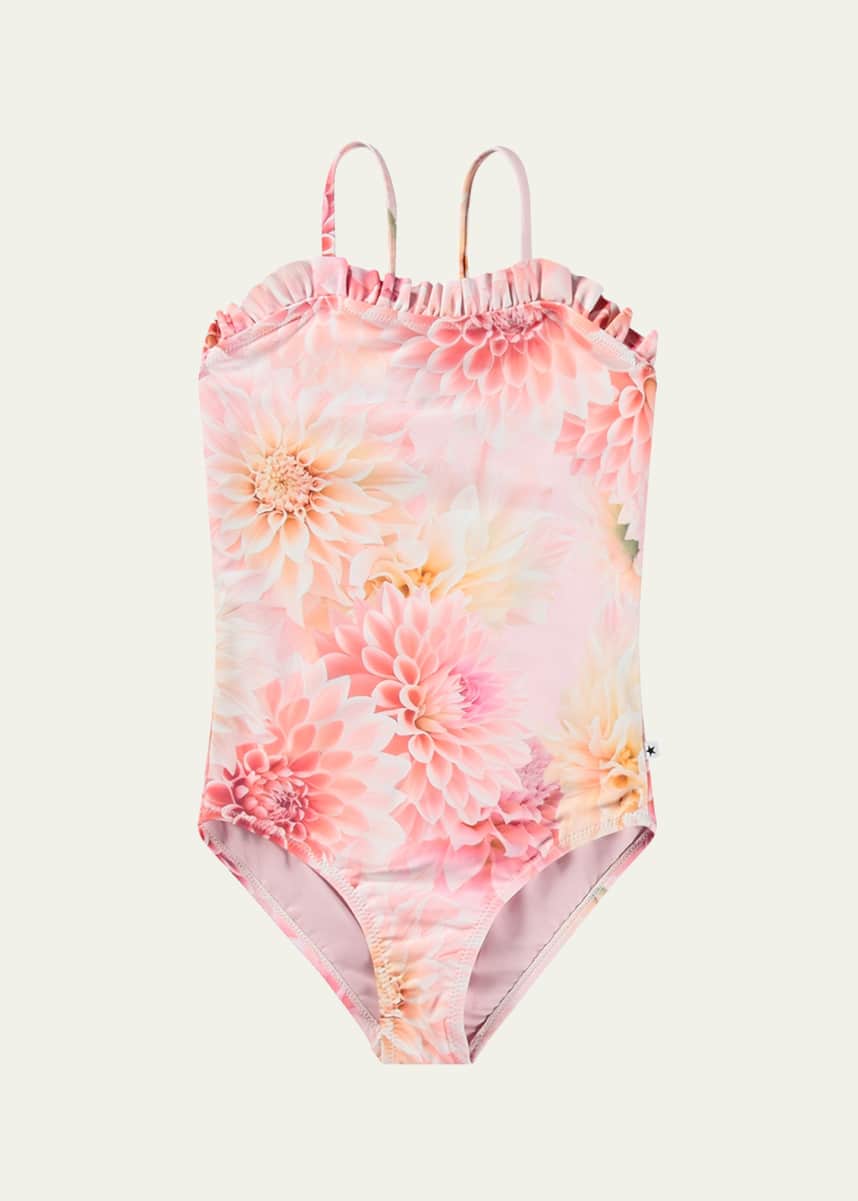 Molo Girl's Nakia Ruffle-Trim One-Piece Swimsuit, Size 2-7