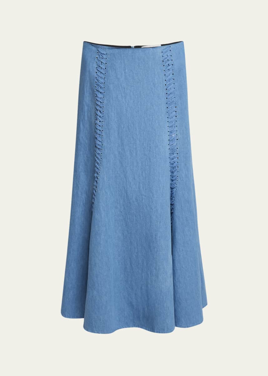 Gabriela Hearst Dion Lace-Up Denim Maxi Skirt