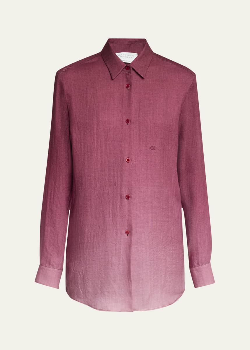 Gabriela Hearst Reyes Ombre Button Down Cashmere Blouse