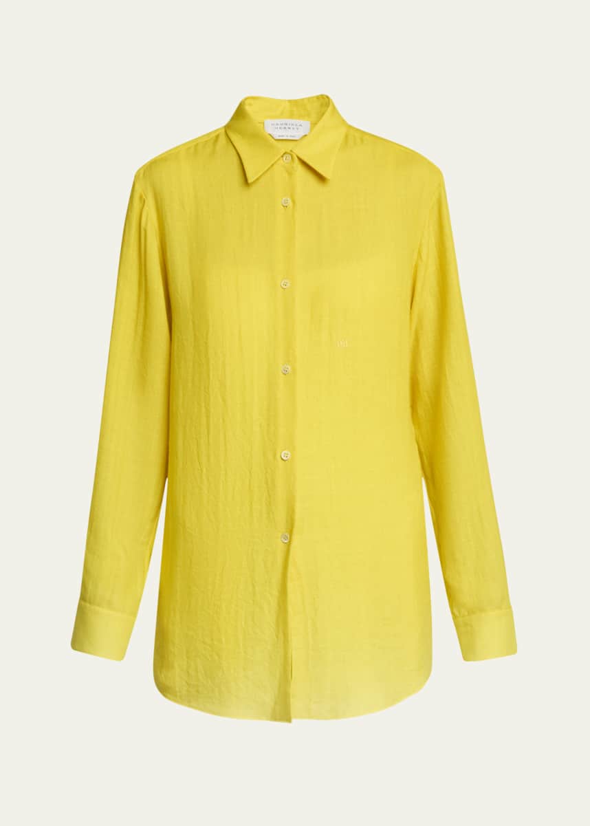 Gabriela Hearst Reyes Ombre Button Down Cashmere Blouse