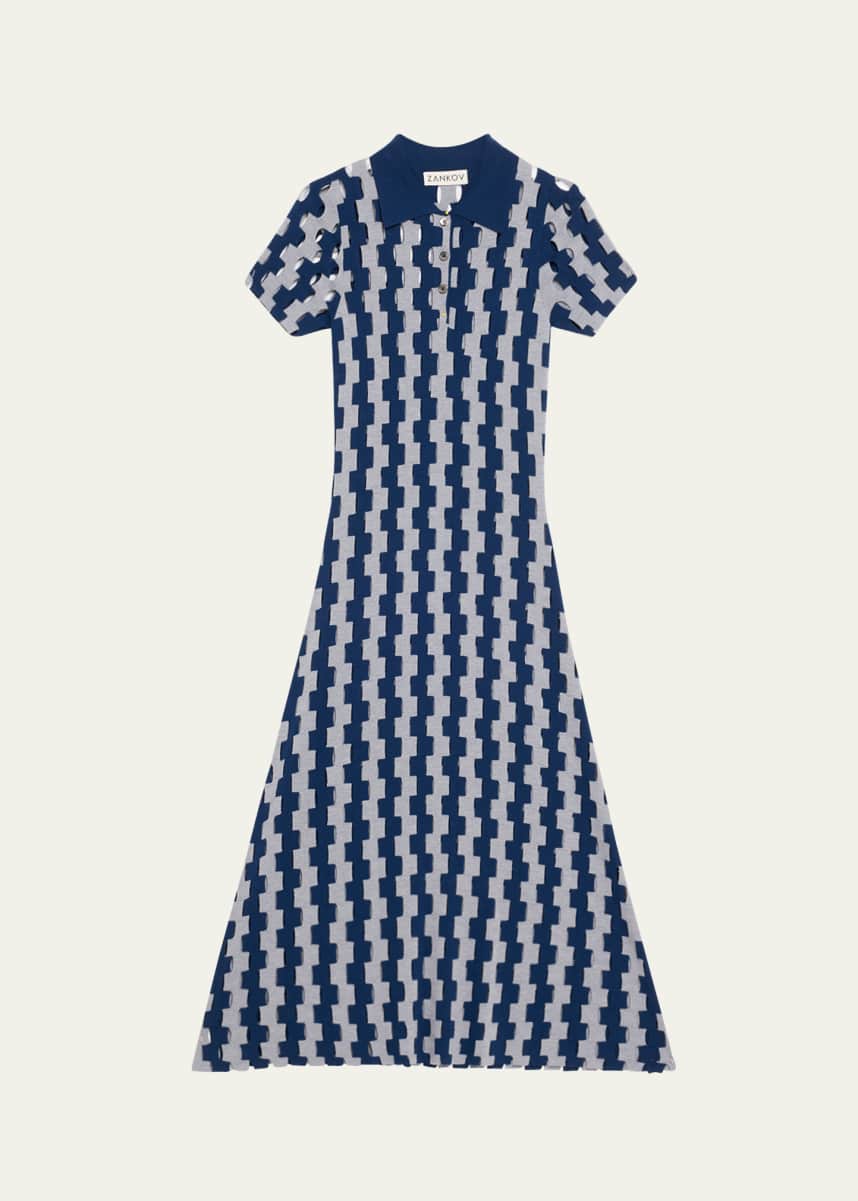 ZANKOV Margerite Abstract Cutout Merino Wool Midi Dress
