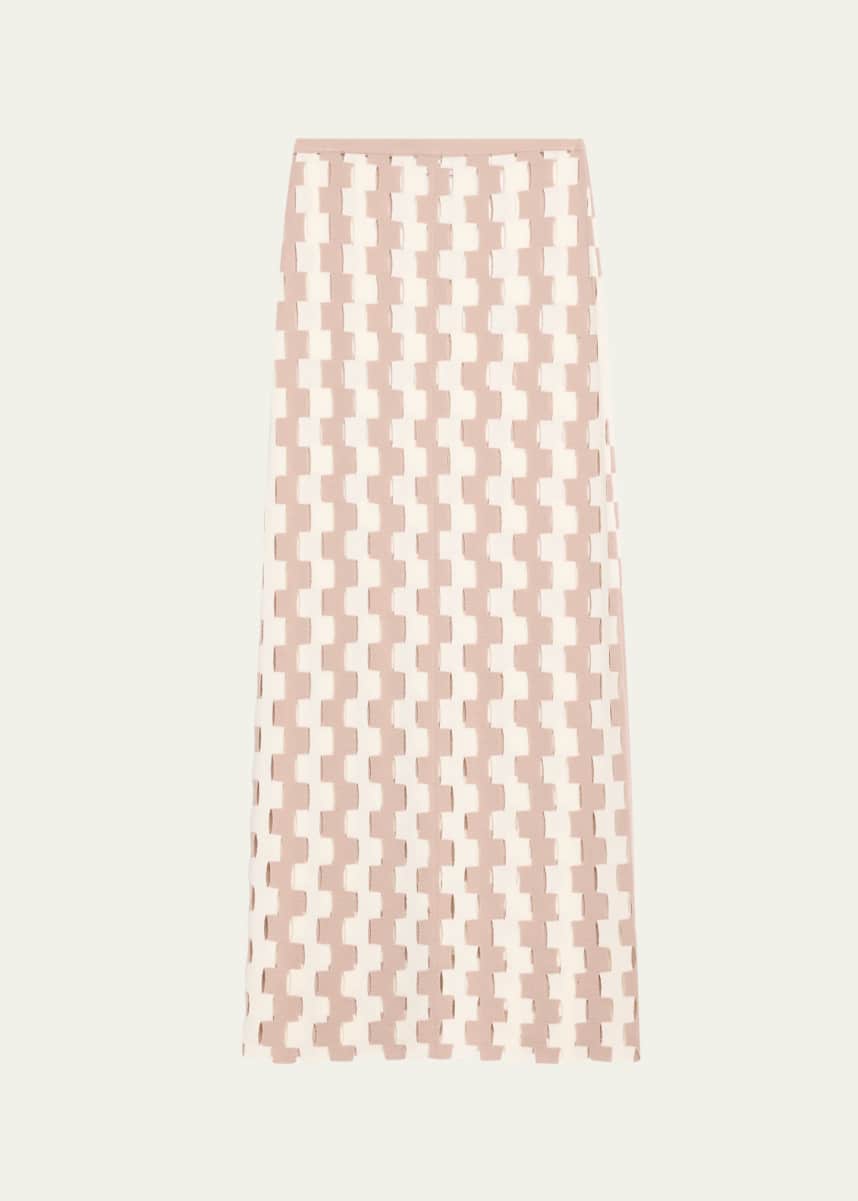 ZANKOV Marshall Abstract Pencil Merino Wool Maxi Skirt