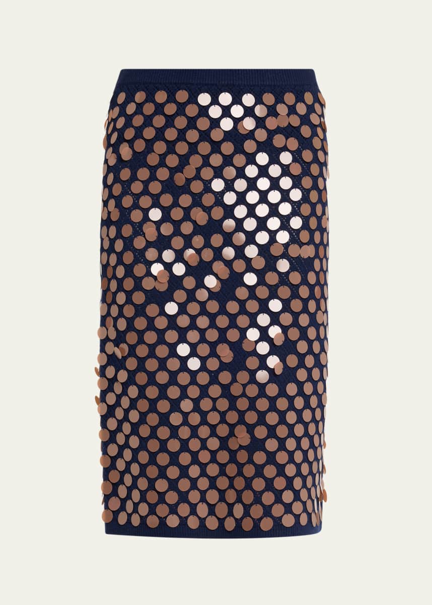 ZANKOV Matteo Sequined Wool-Blend Pencil Skirt